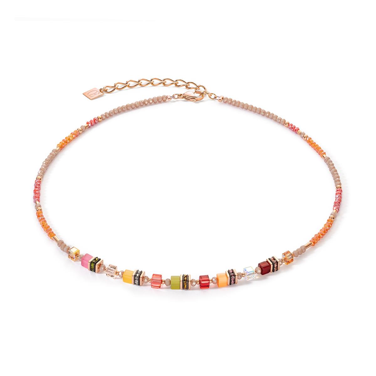 Coeur De Lion Orange Multi GeoCube® Necklace